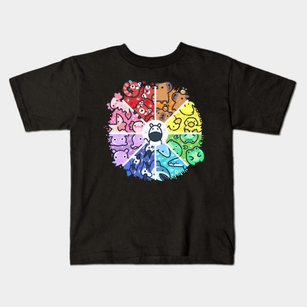 Cute Animal Color Wheel -Red Pandas, Axolotls, Frogs, & More!. Kids T-Shirt by Eveo